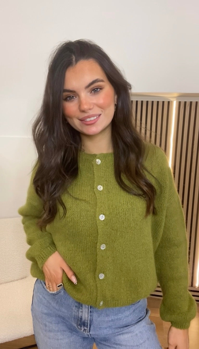 Faye green mohair knitted sweater