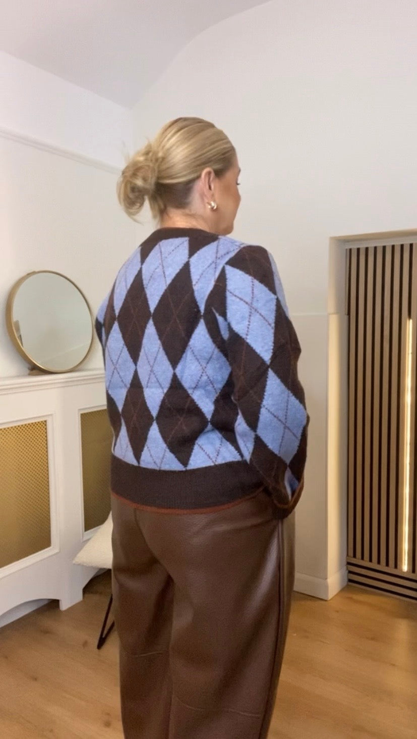 Jasmine Argyle knit cardigan