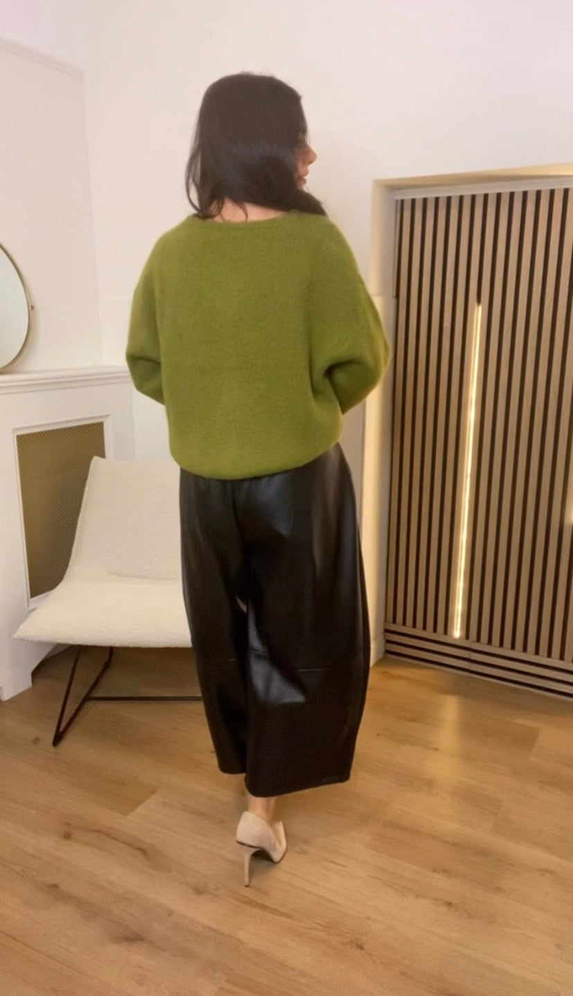 Jayden black pu culottes