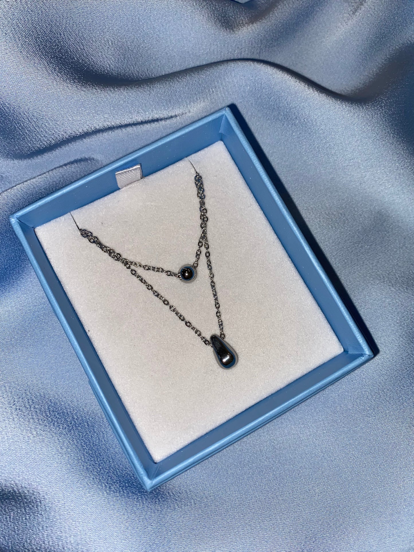 Silver water drop necklace