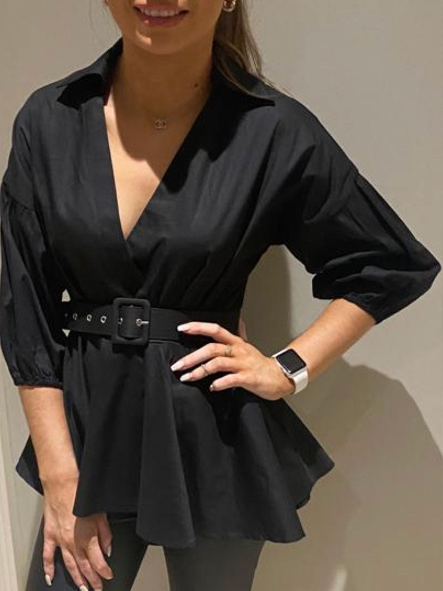 Belted Peplum Shirt