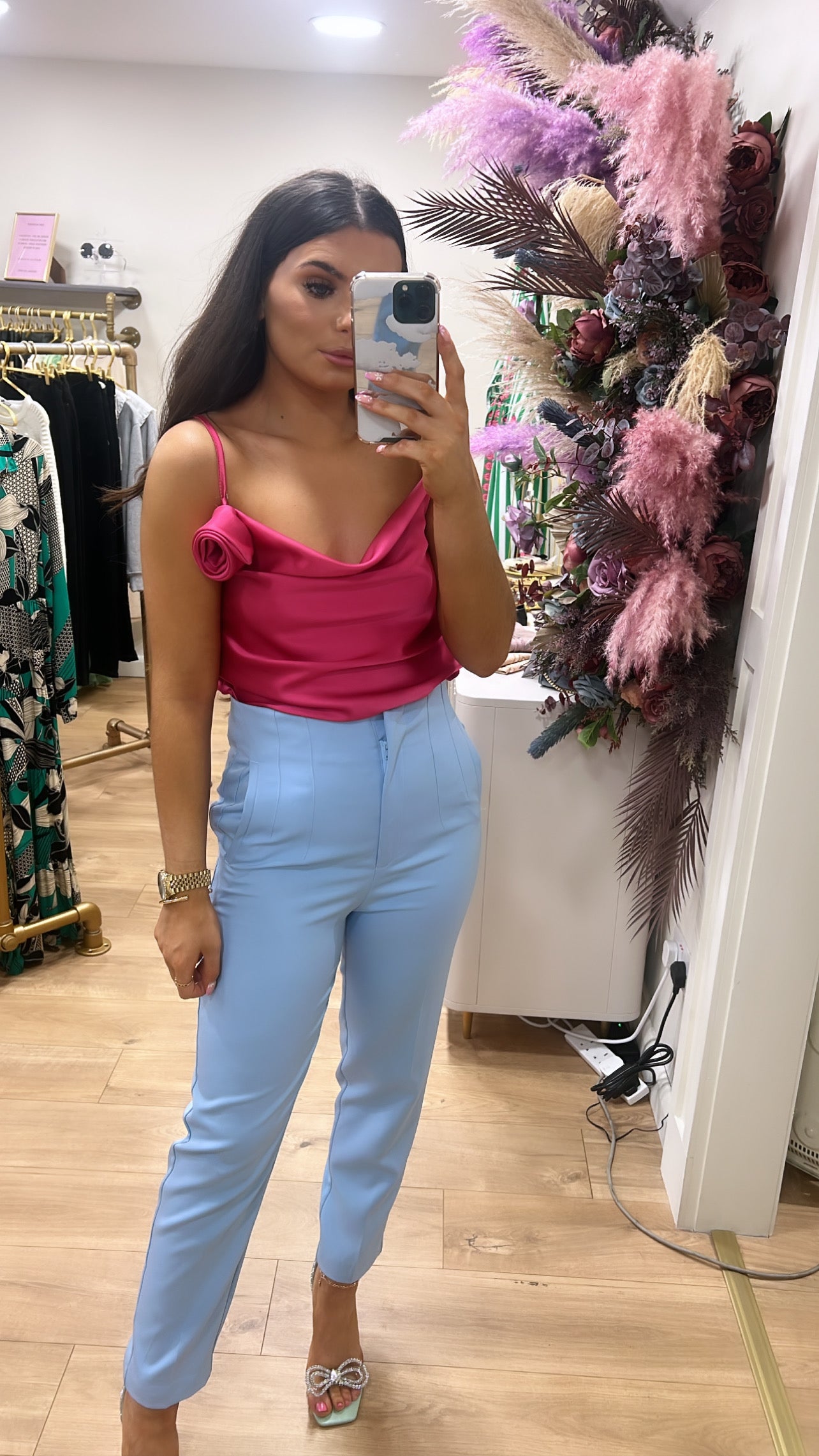 Milly pink rosette Cami