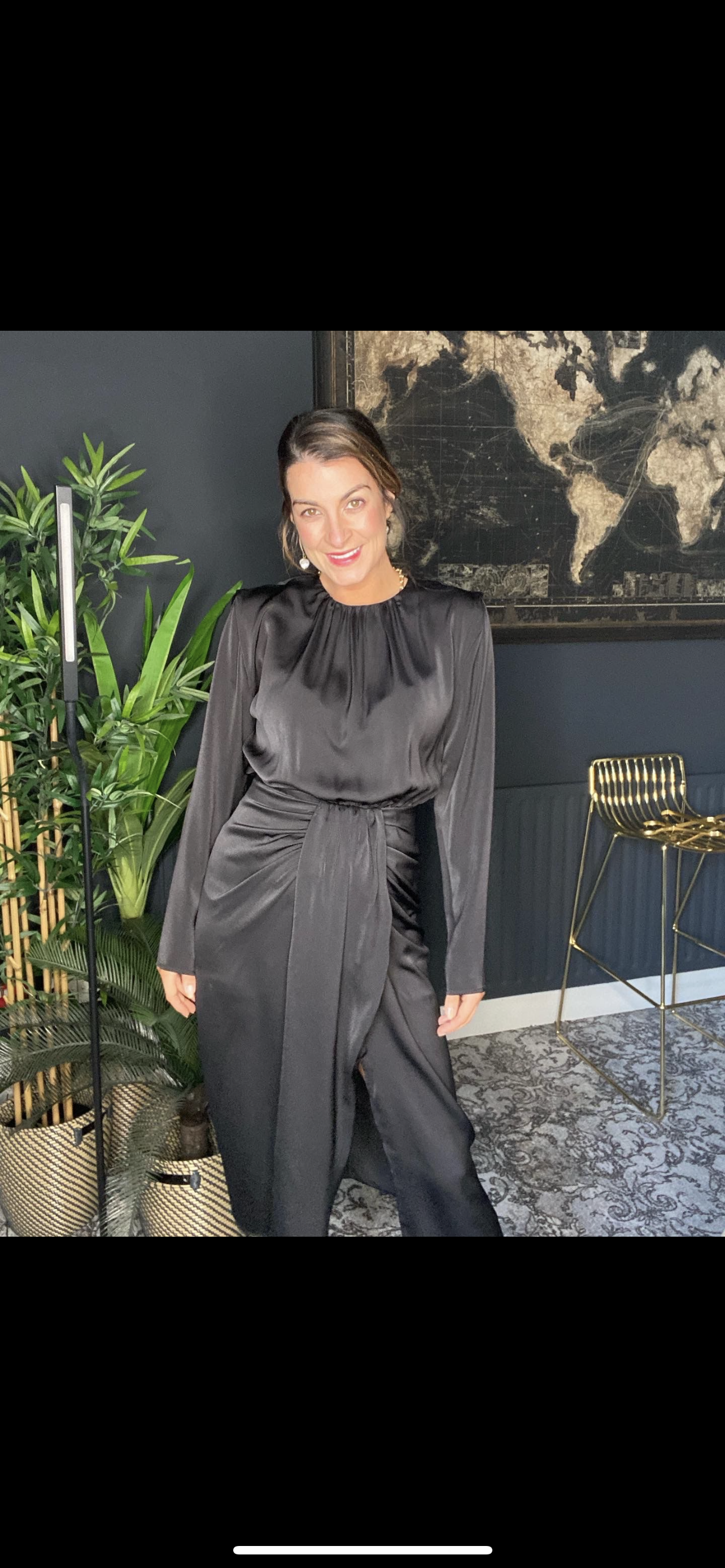 Paige pleated satin midi dress