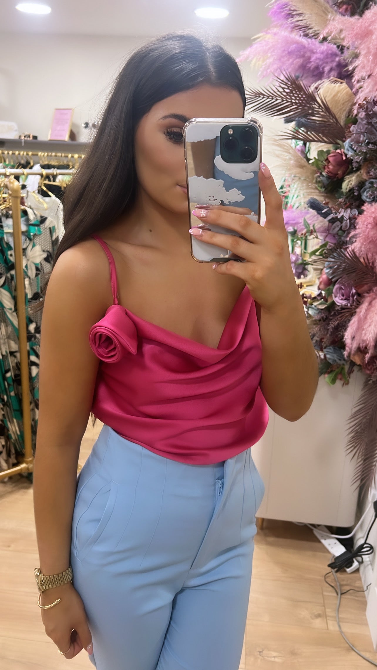 Milly pink rosette Cami