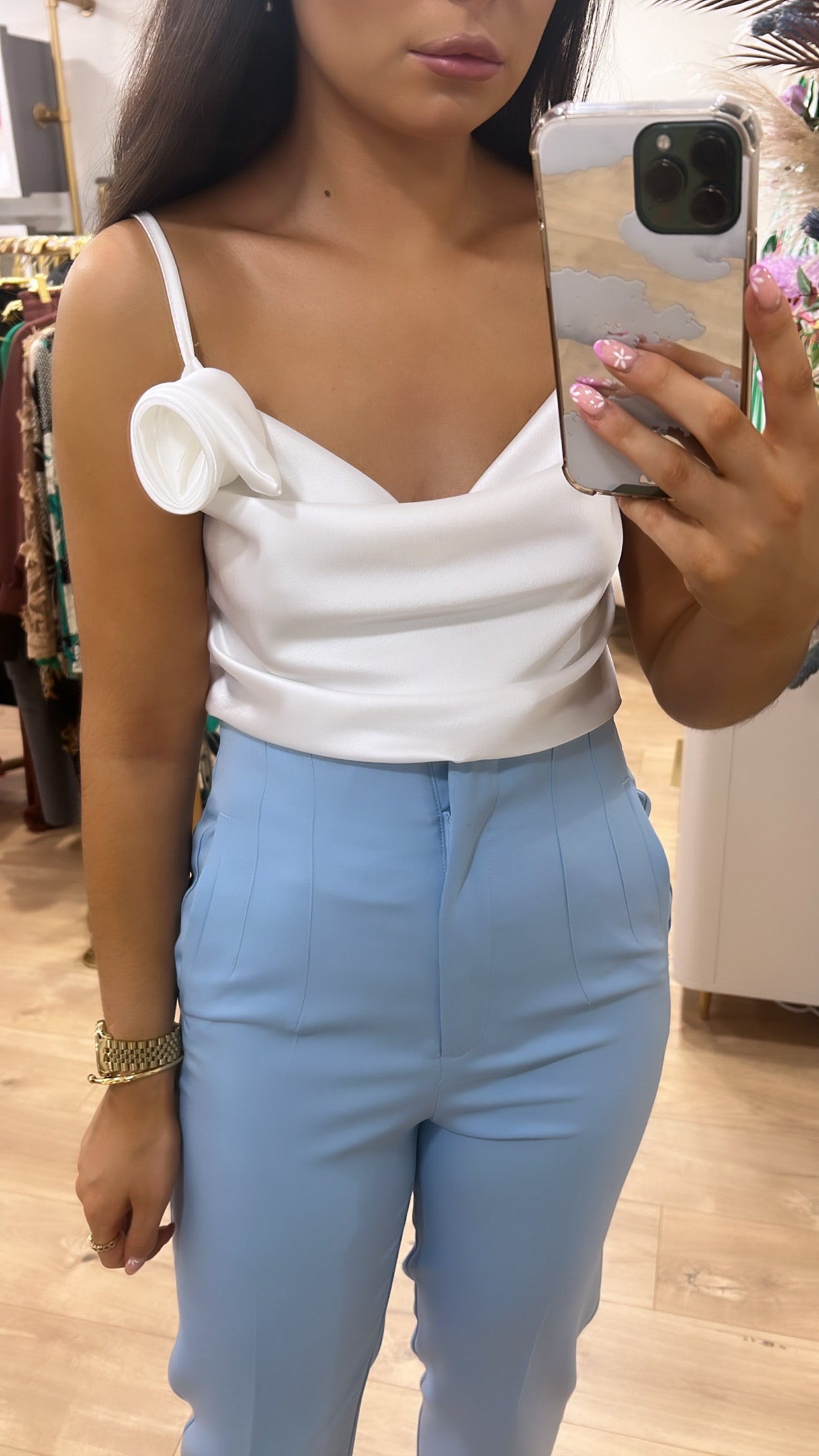 Milly white rosette Cami
