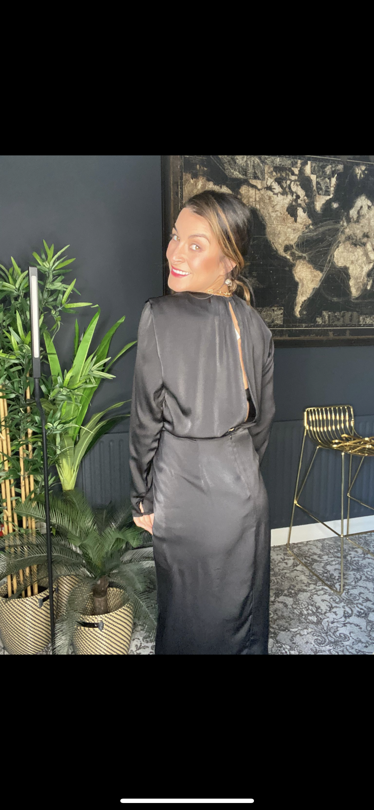 Paige pleated satin midi dress
