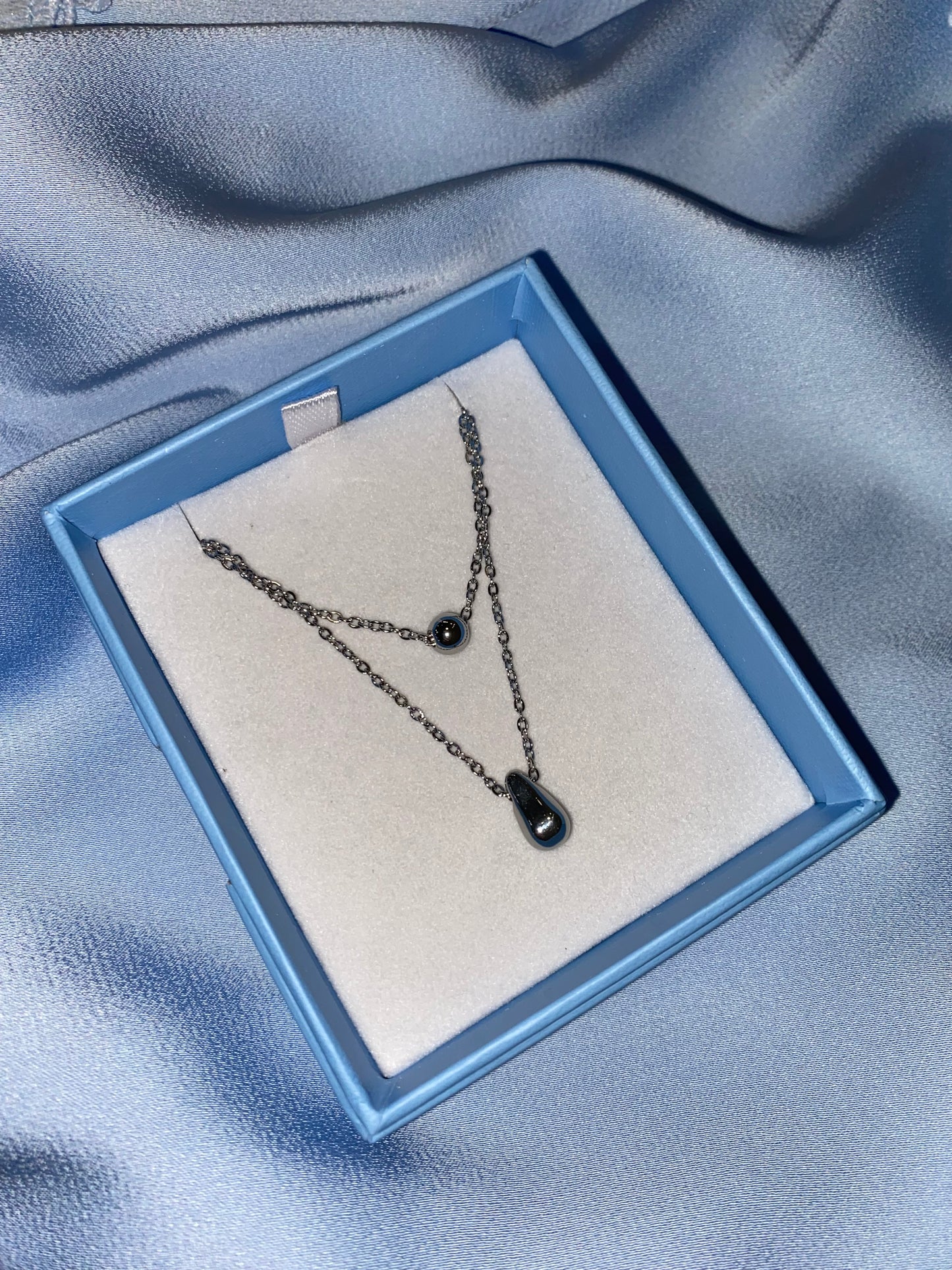 Silver water drop necklace