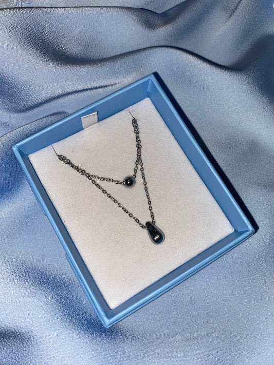 Silver water drop necklace
