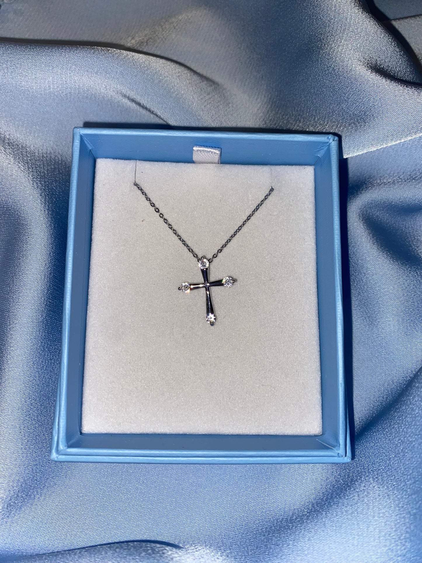 Silver Cross with crystals