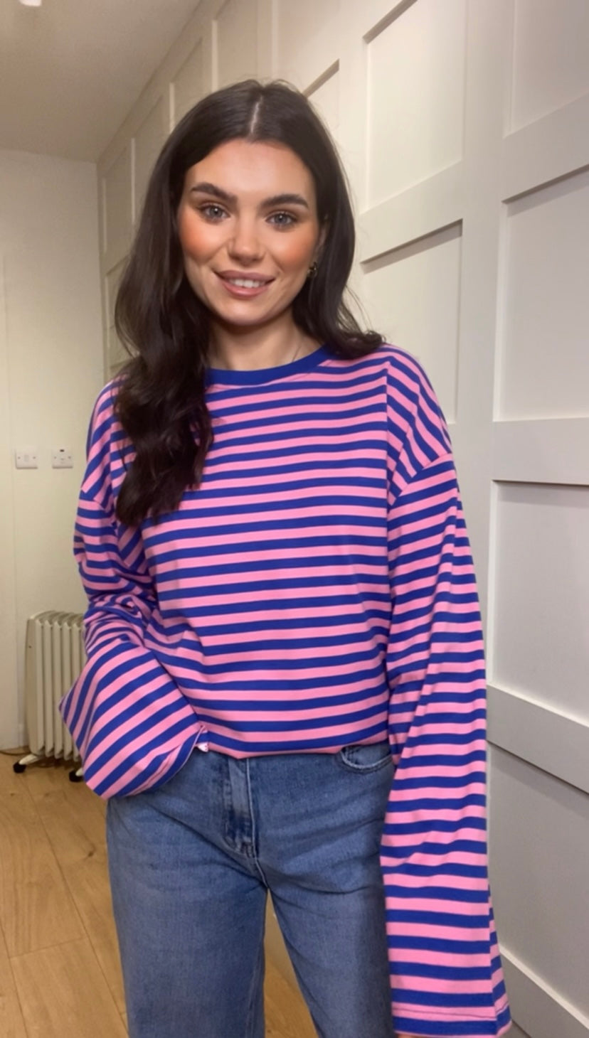 Faye blue striped top