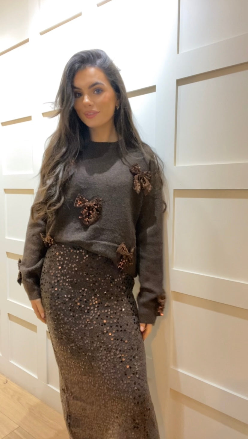 Kara Brown Sequin Skirt