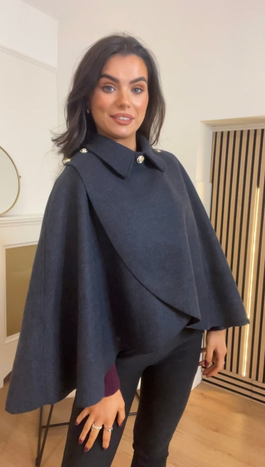 Claudia Navy Cape