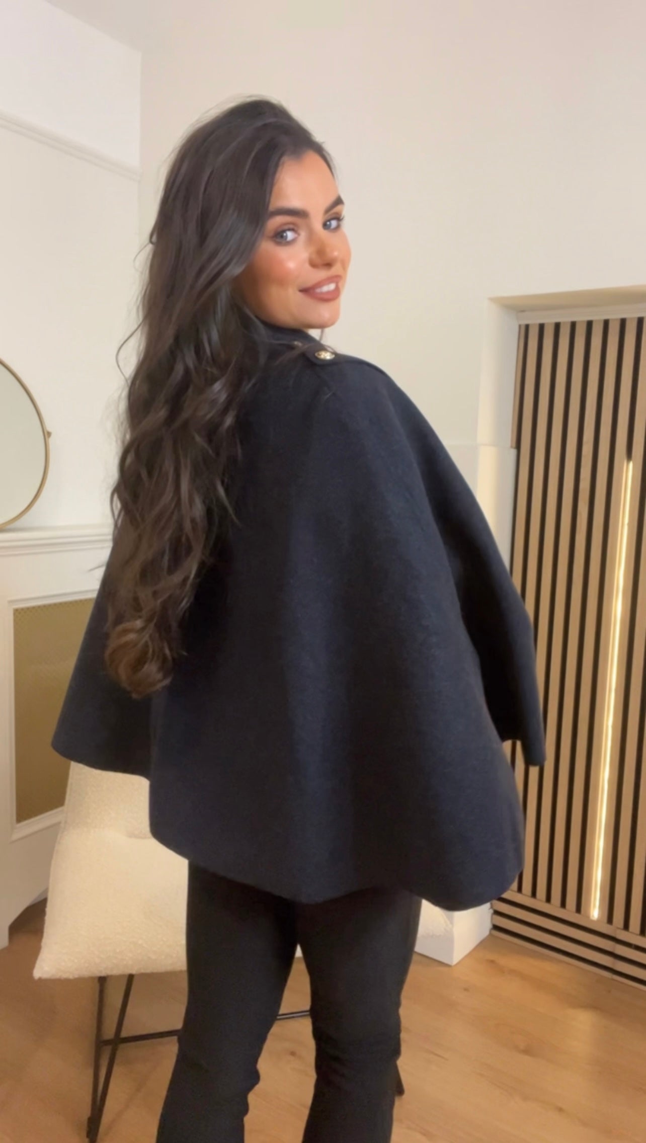 Claudia Navy Cape