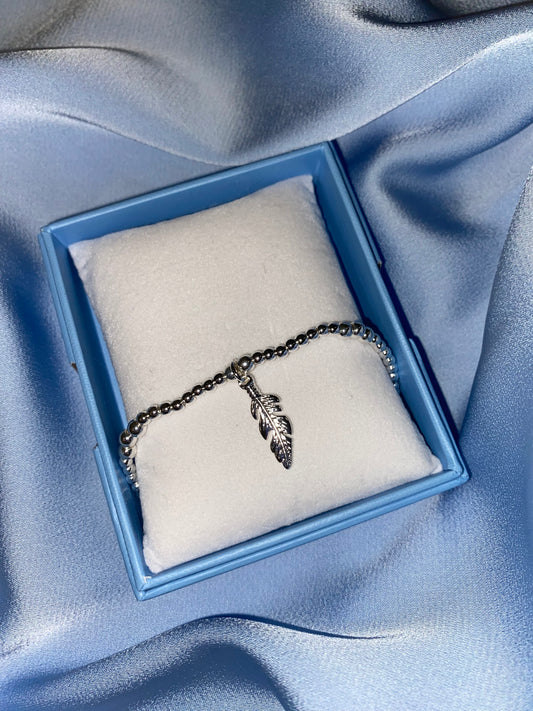 Silver feather bracelet