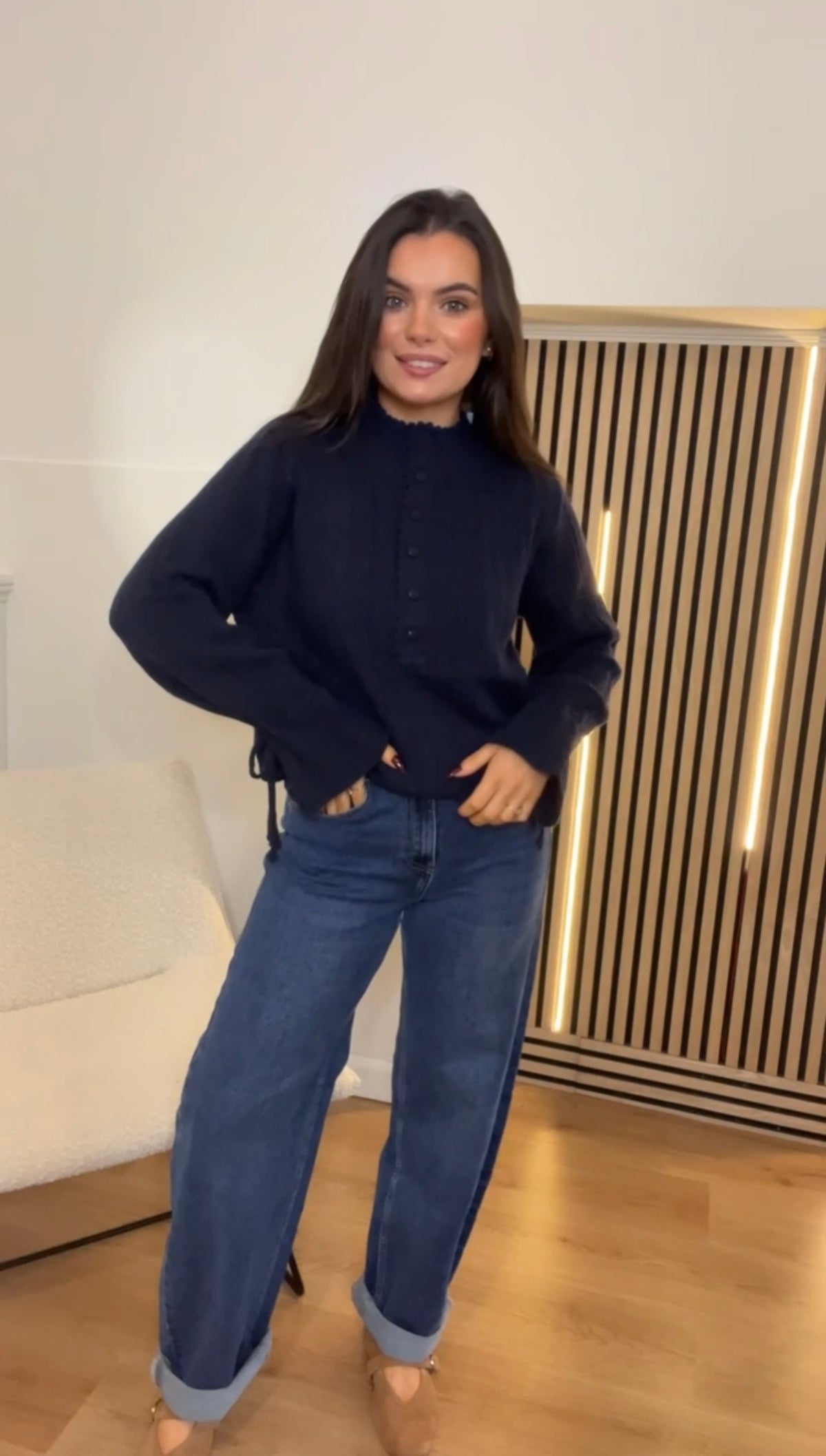 Leona- Navy cable knit jumper