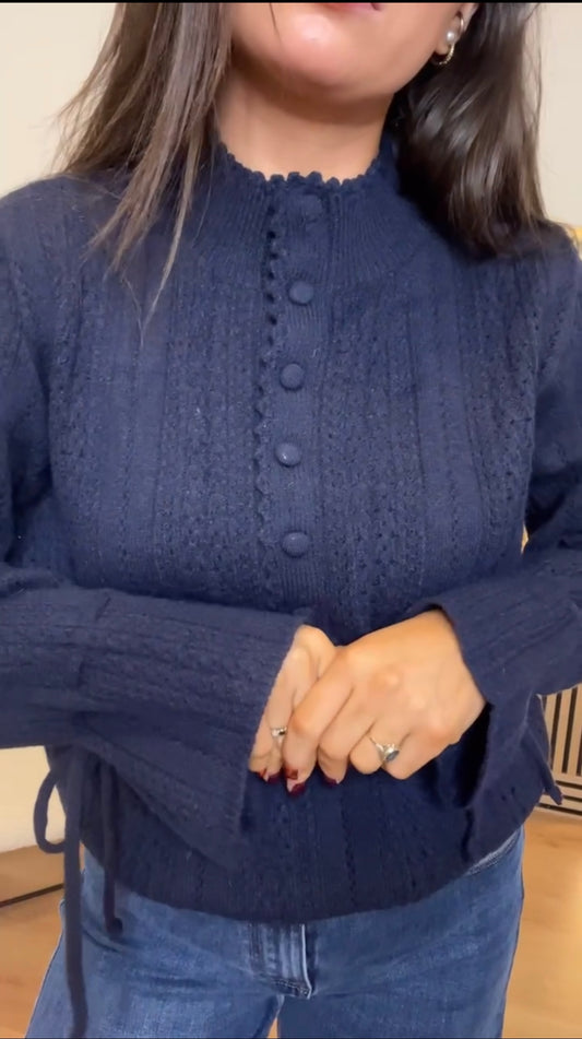 Leona- Navy cable knit jumper
