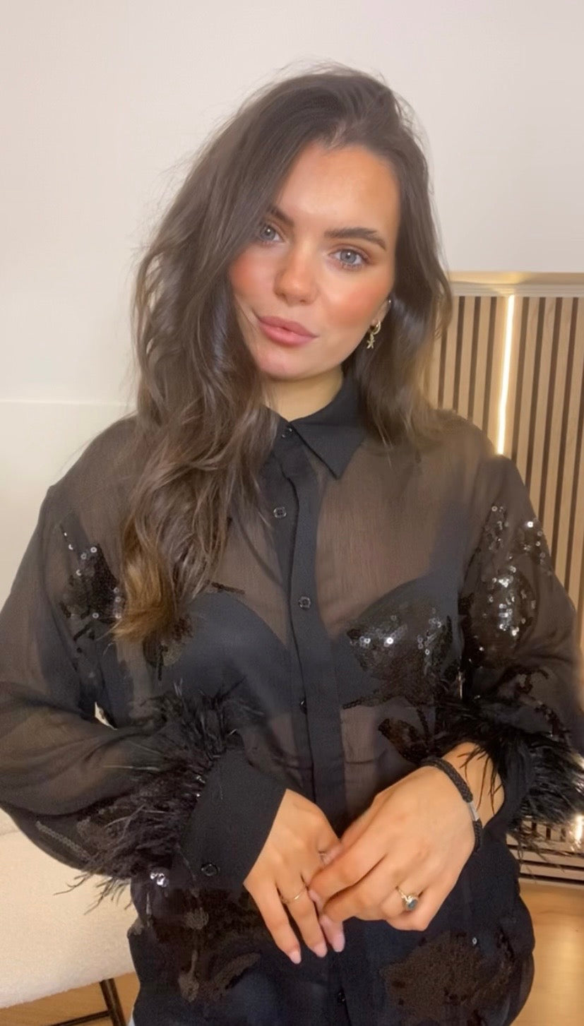 Olivia black sequin shirt