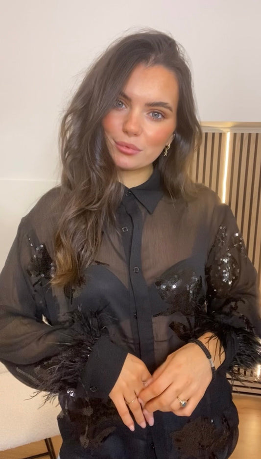Olivia black sequin shirt