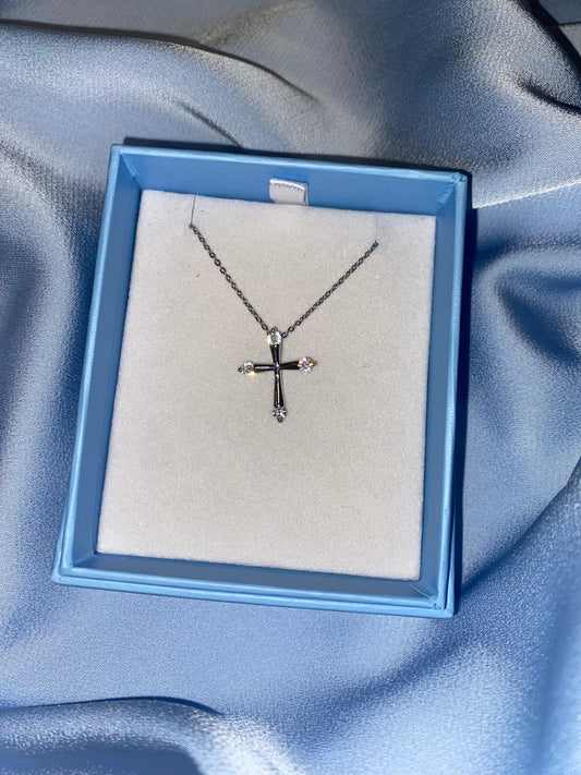Silver Cross with crystals