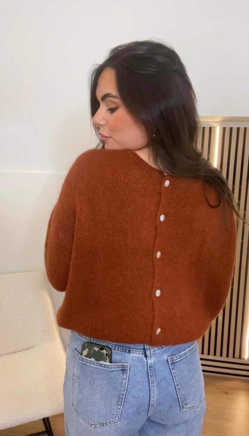 Faye rust mohair knitted jumper