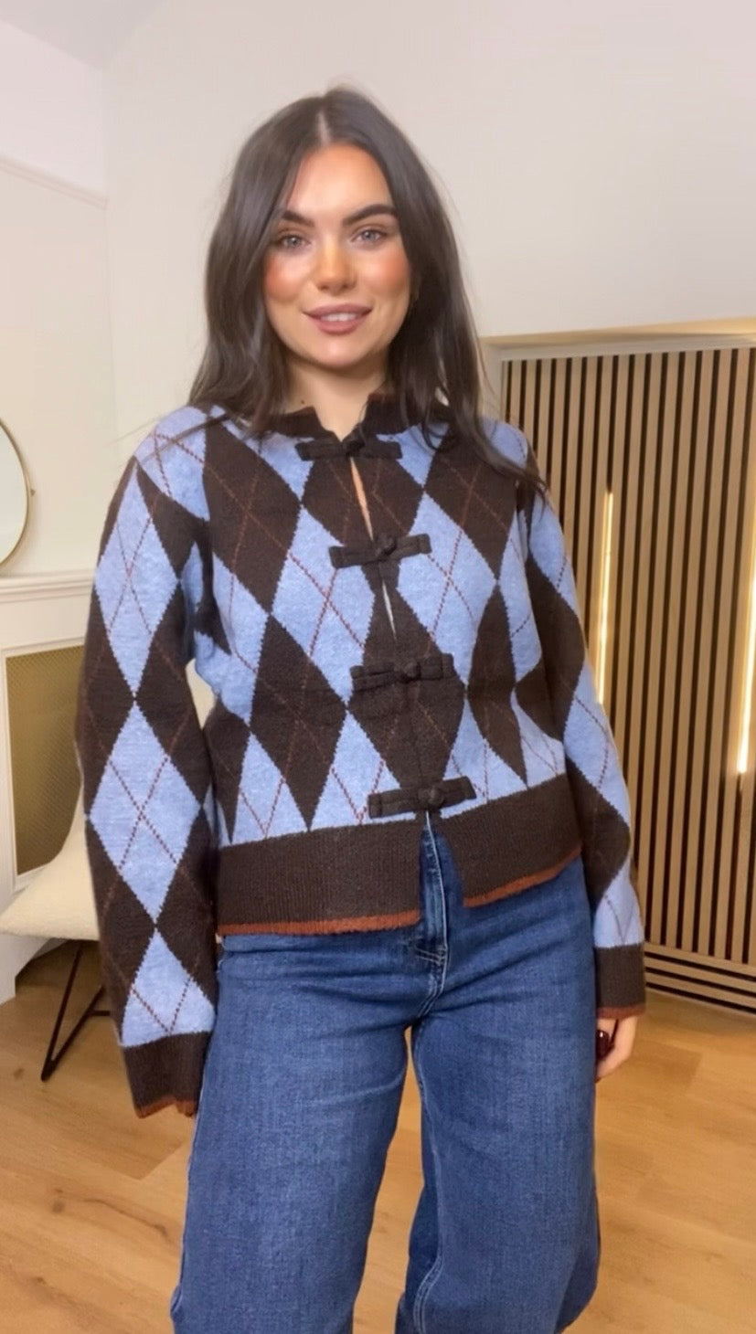 Jasmine Argyle knit cardigan