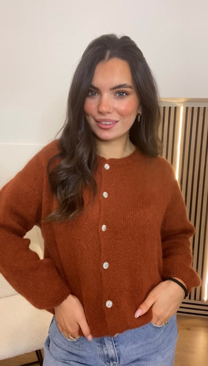 Faye rust mohair knitted jumper