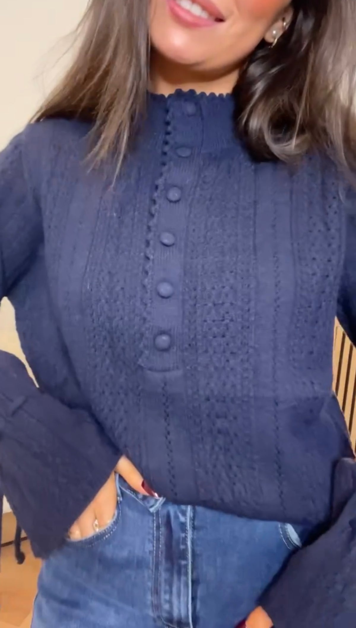 Leona- Navy cable knit jumper