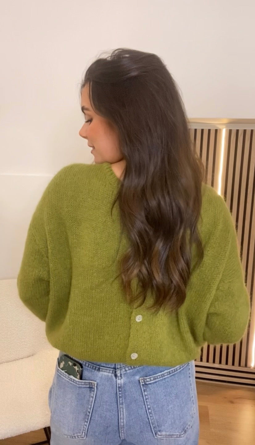 Faye green mohair knitted sweater