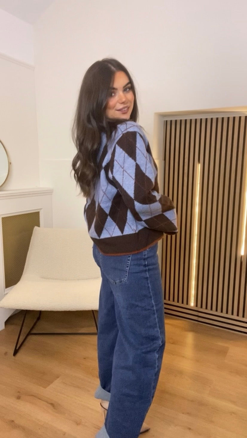 Jasmine Argyle knit cardigan