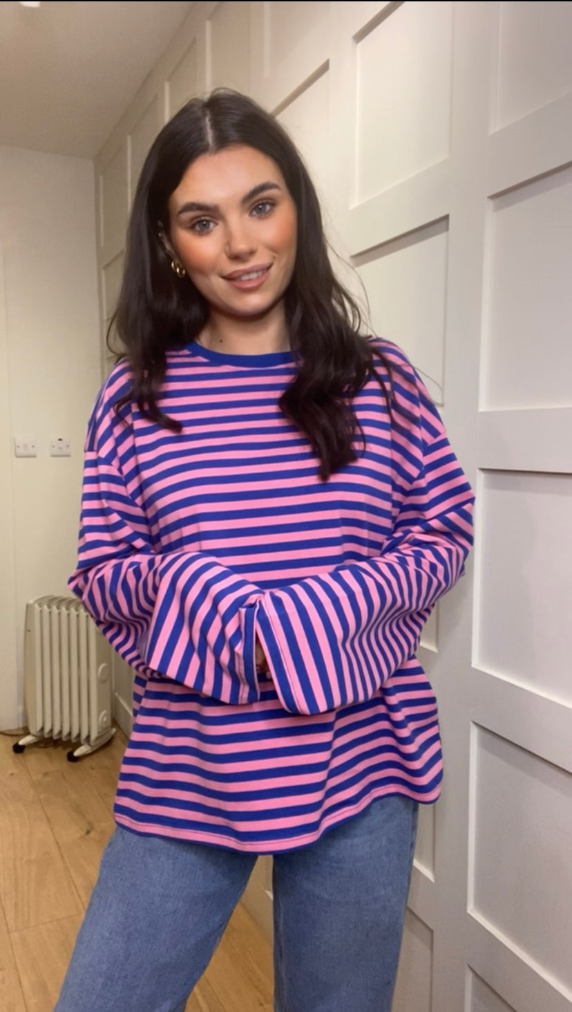Faye blue striped top
