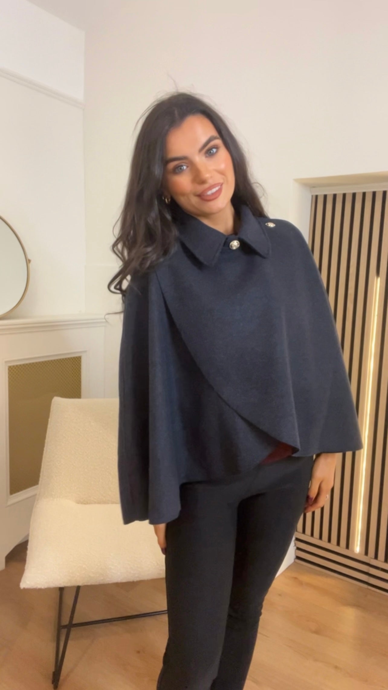 Claudia Navy Cape