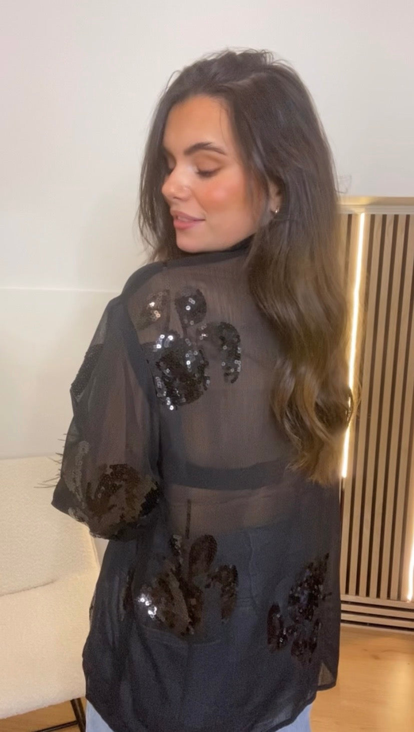 Olivia black sequin shirt