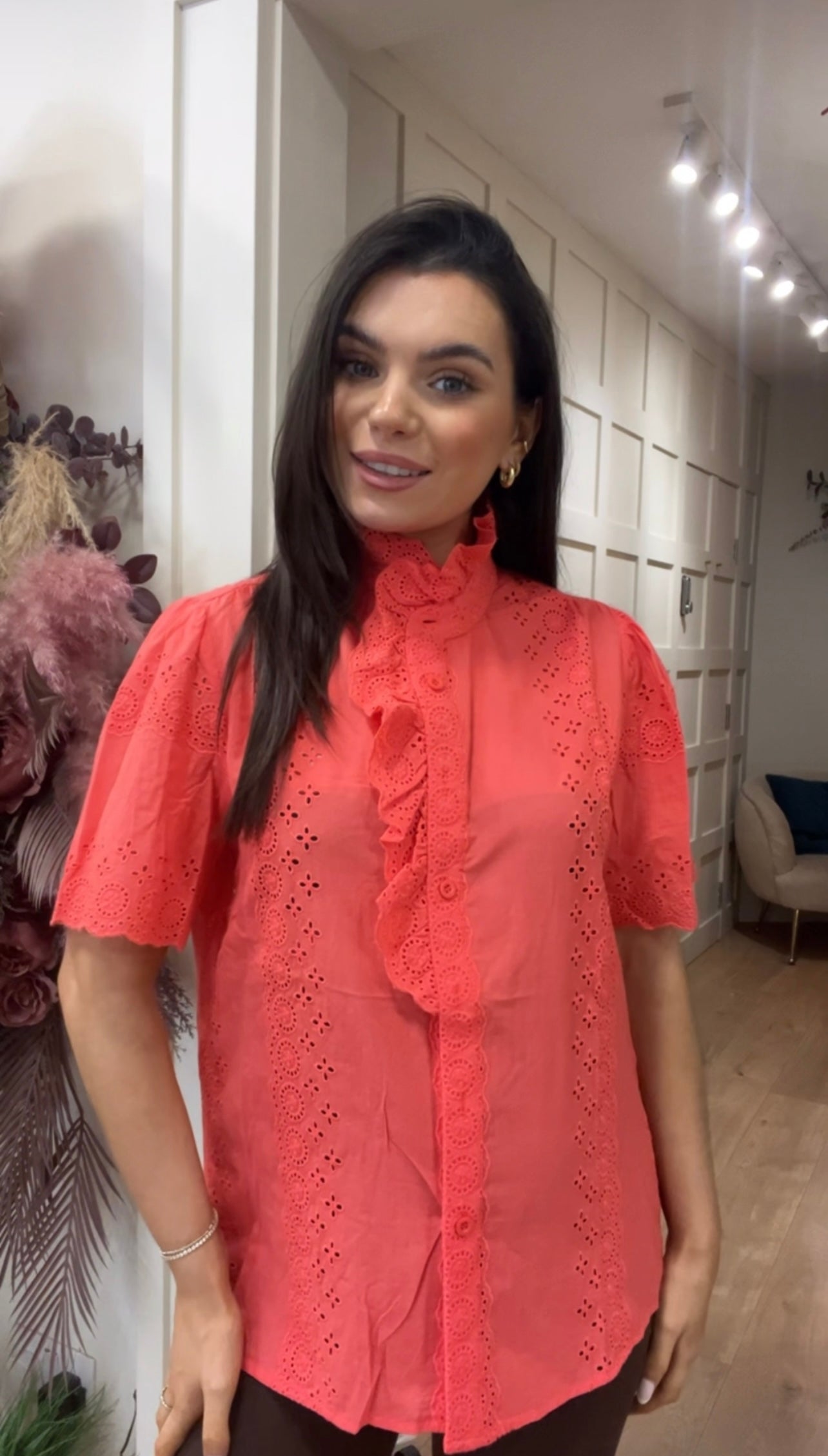 Sally Coral Blouse
