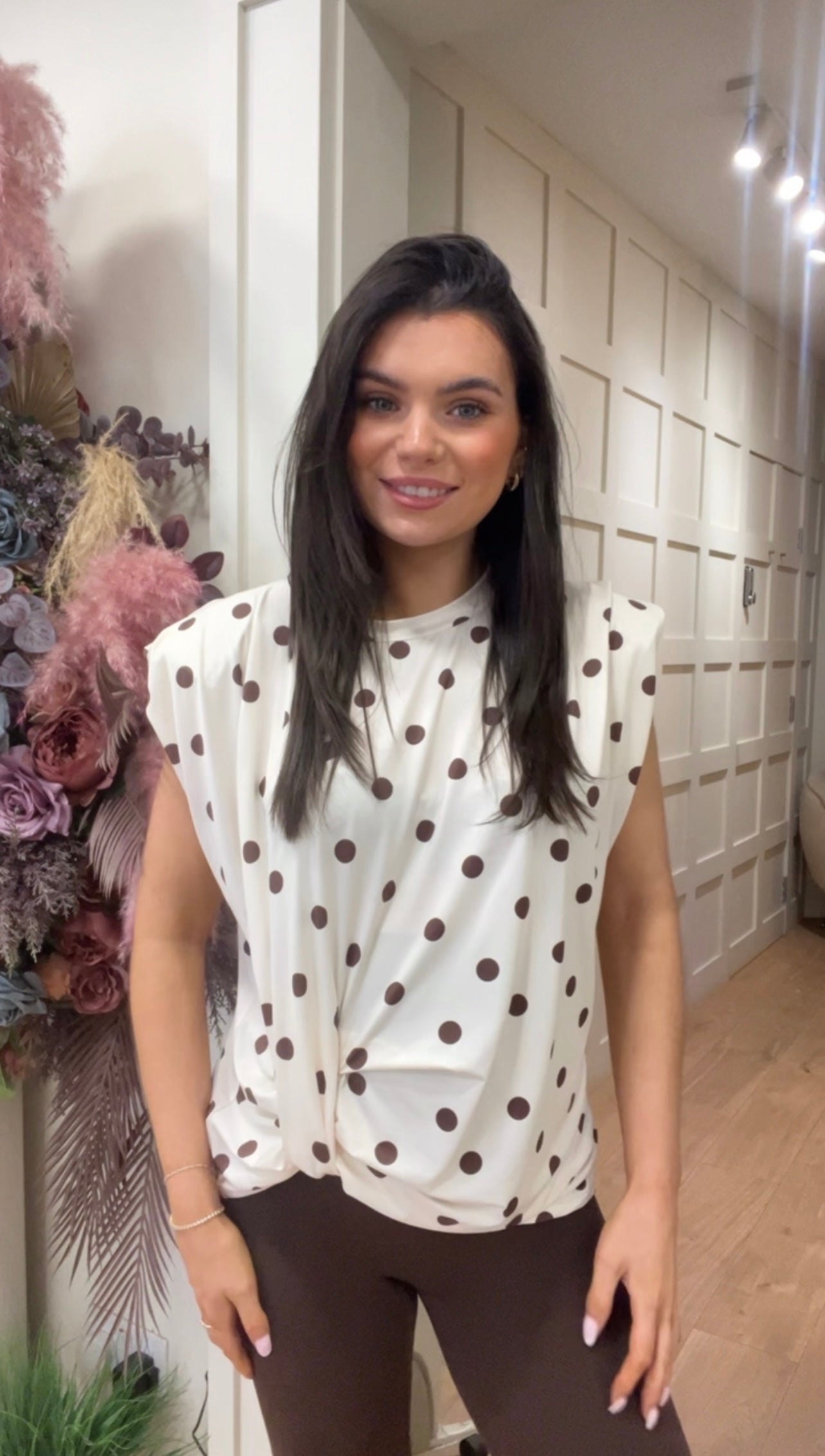 Anna cream polka top