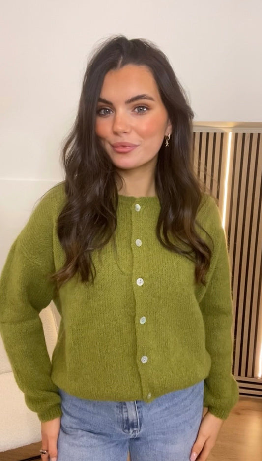 Faye green mohair knitted sweater