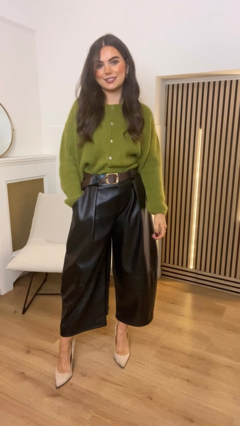 Jayden black pu culottes