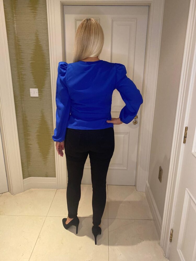 Royal Blue Puff Shoulder Wrap Bls